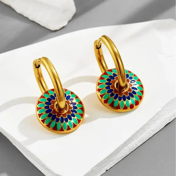 Painted oil drop earrings 165