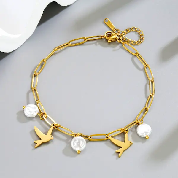 Bird and pearl anklet 168