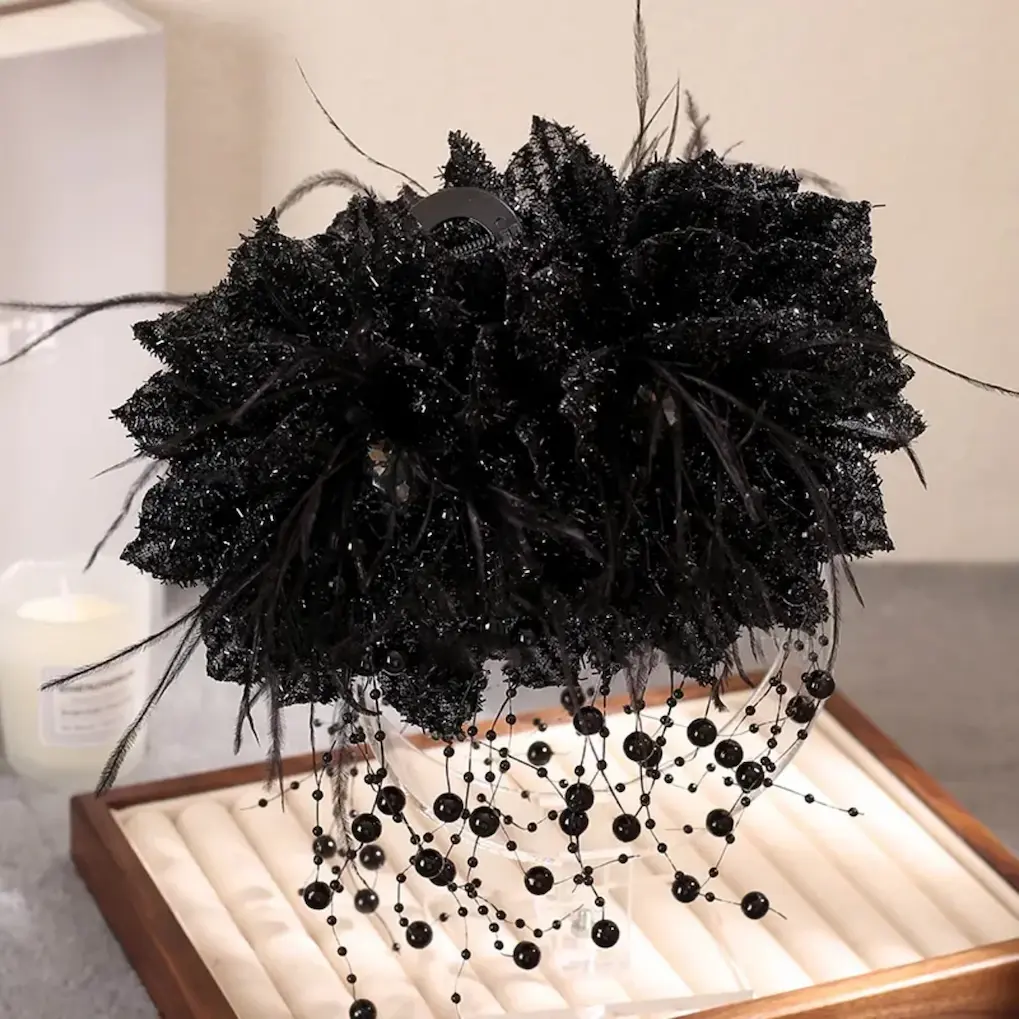 Black diamond double flower clip-13cm 281