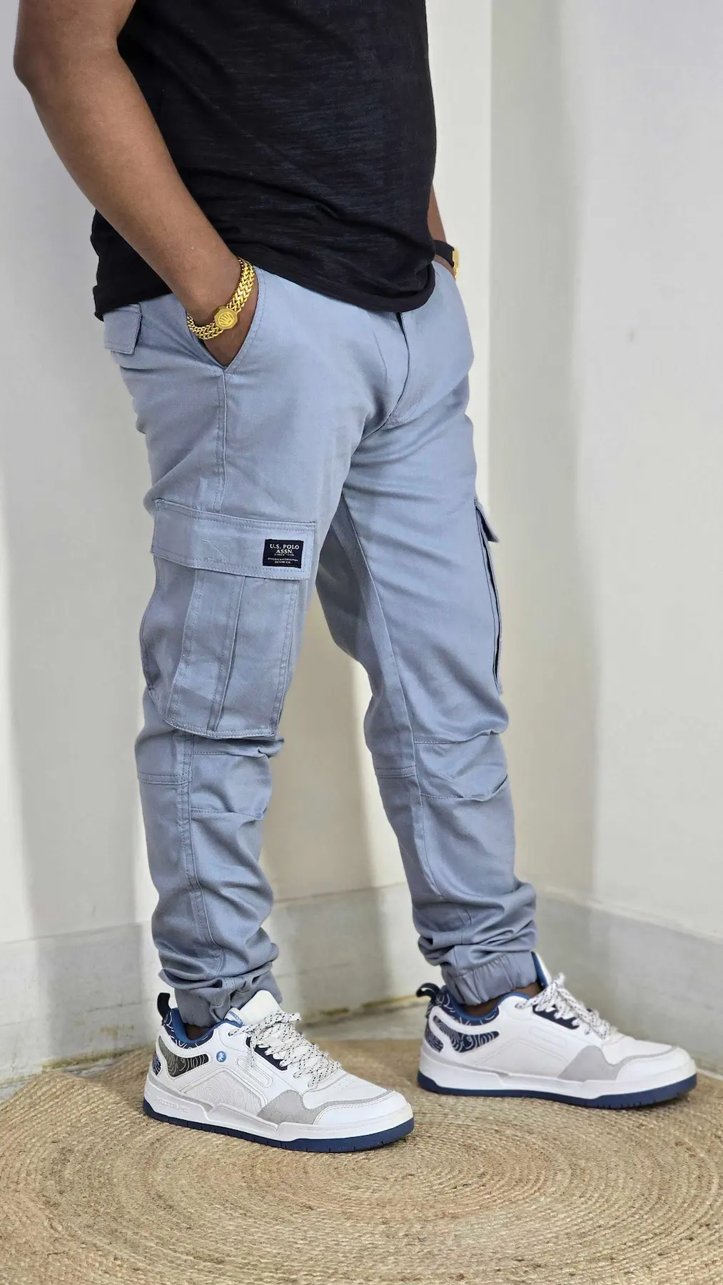 Premium Stretch Cotton Cargo Joggers ICE Grey Color – Comfort Fit | Casual & Streetwear Style 133