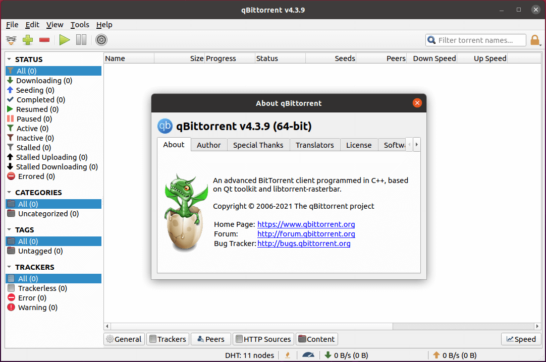 qBittorrent running in Ubuntu