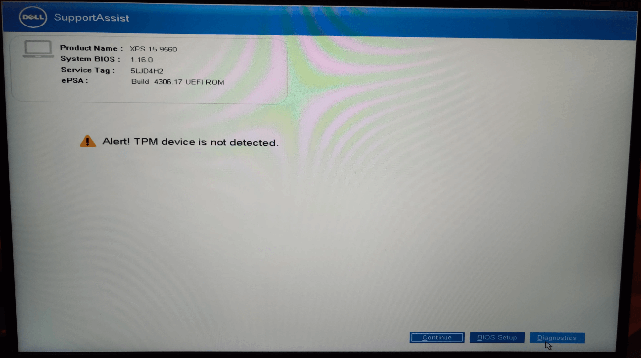 Alert! TPM device not detected