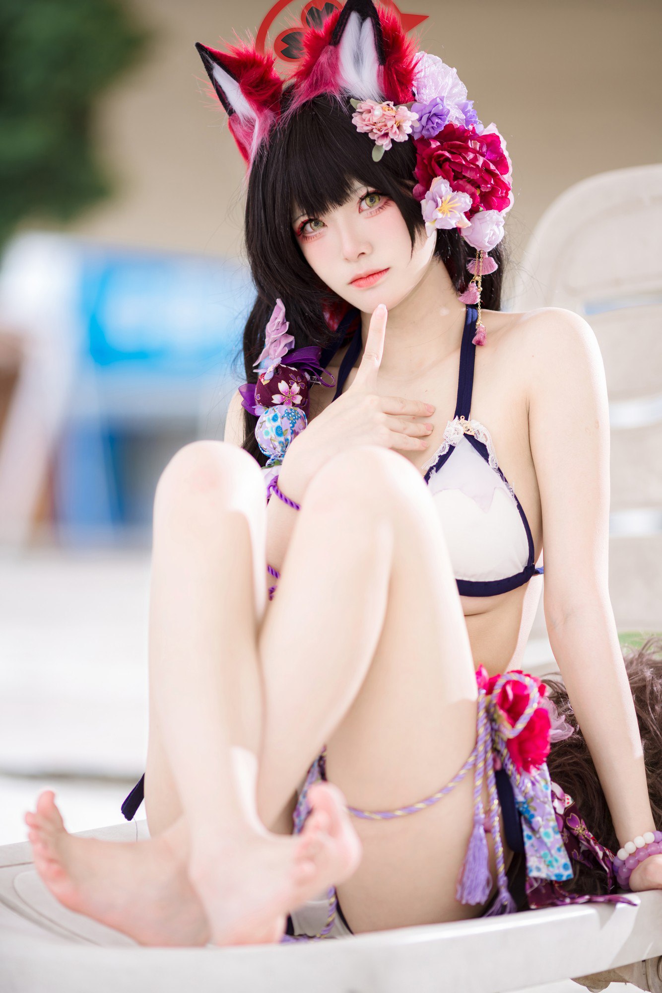 九柒喵 - 蔚蓝档案 狐坂若藻 泳装 photography portrait