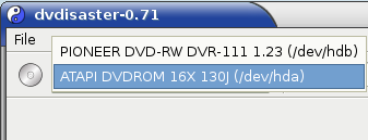 dvdisaster GUI: drive selection in Linux