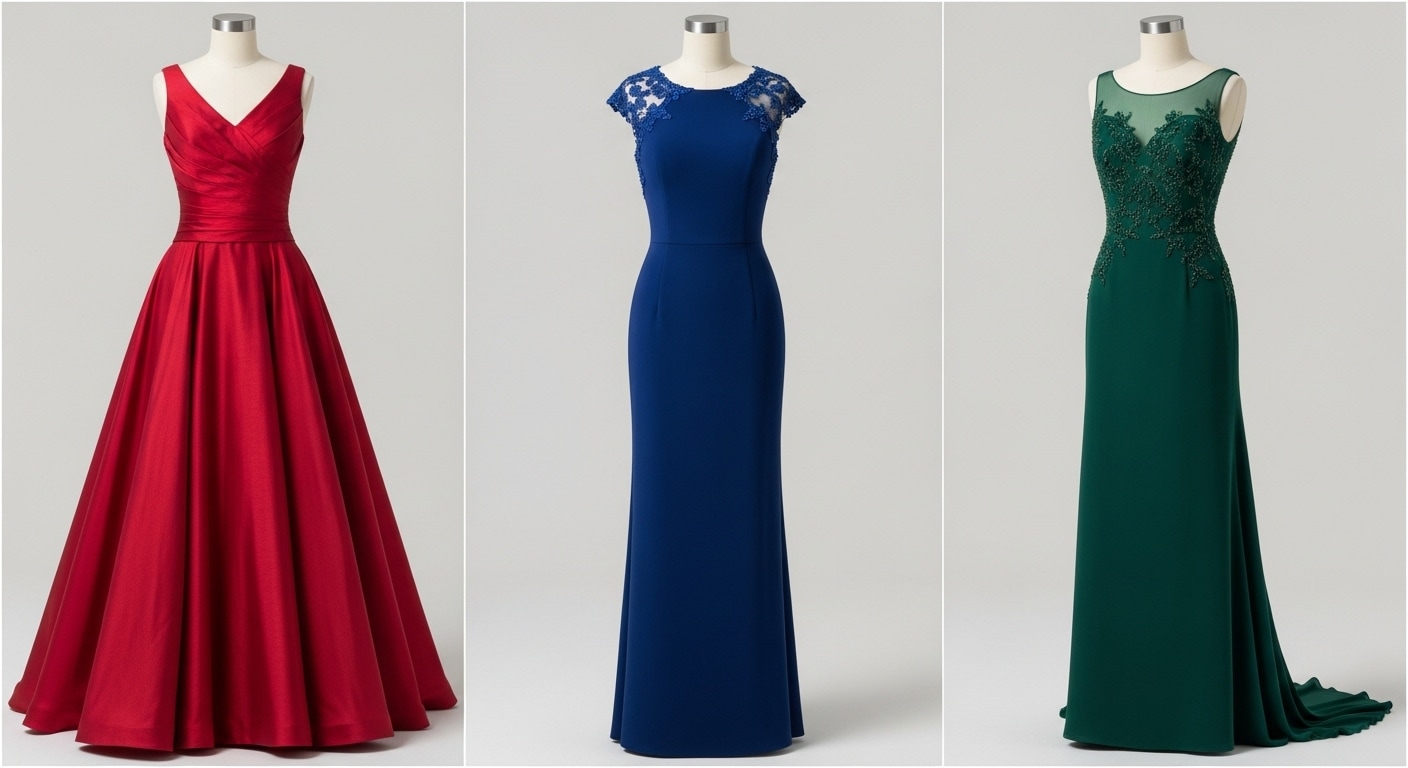 Коллаж из трех платьев в этих цветах