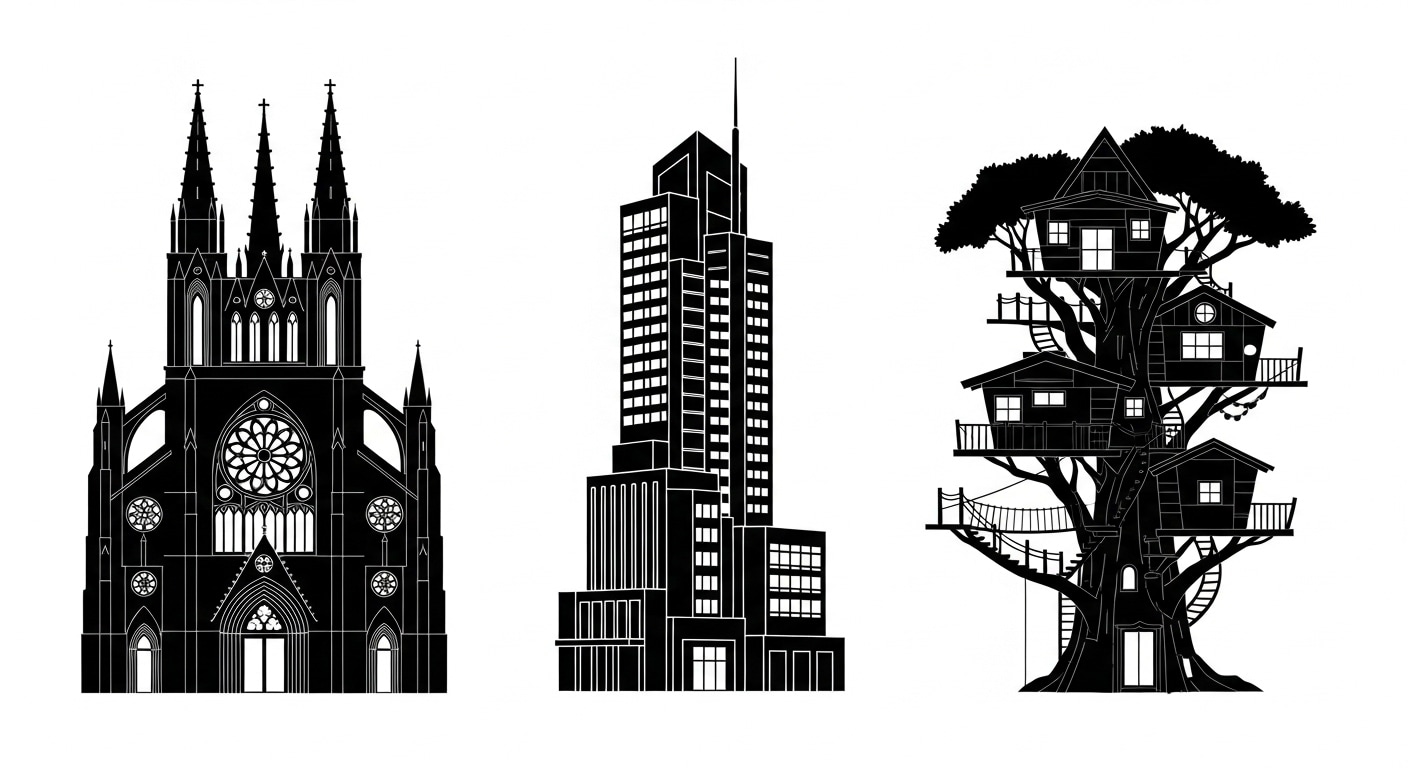 Схематичные силуэтные рисунки этих трех фасонов
