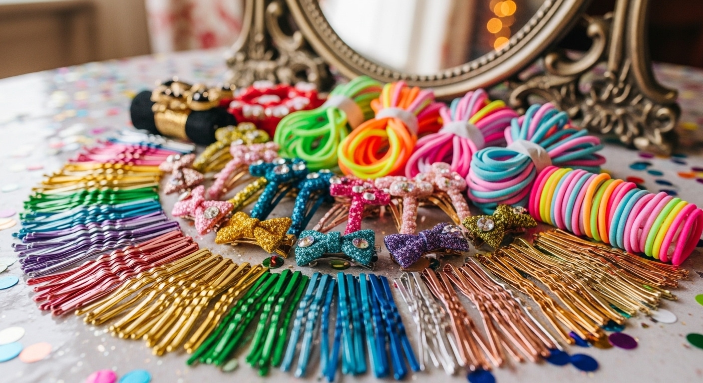 3884 Группа девочек в садике в праздничных платьях смеются and обнимаются, демонстрируя свои разнообразные прически and наряды на фоне праздничного декора