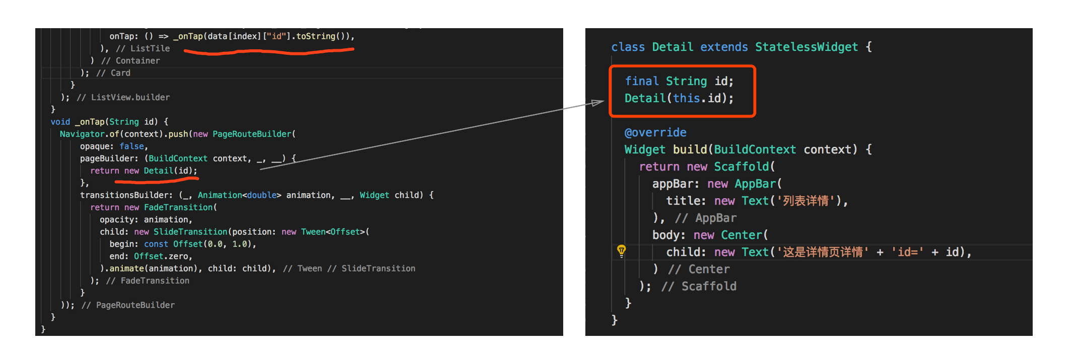 flutter router with param