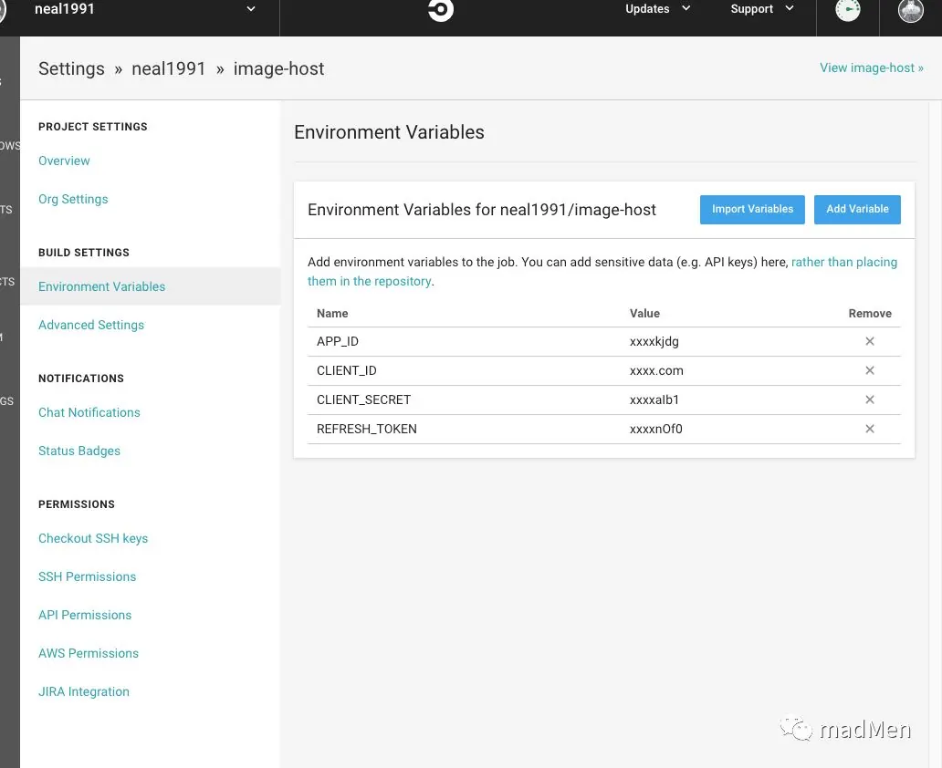 CircleCI 环境变量