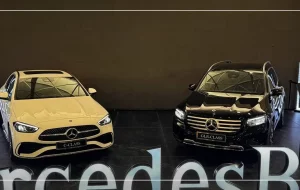 حضور مرسدس بنز GLB200 و C200L در نمایشگاه شیراز با ستاره ایران