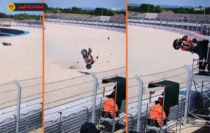 برخورد موتور به دوربین فیلم‌برداری در پیست / خاطره تلخ «درجاتی» دوباره زنده شد