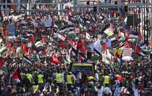 تظاهرات گسترده بلژیکی‌ها در حمایت از غزه