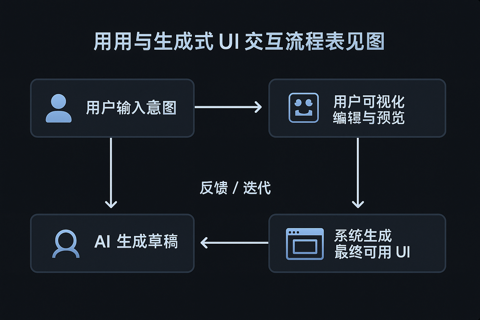用户与生成式 UI 交互流程示意图