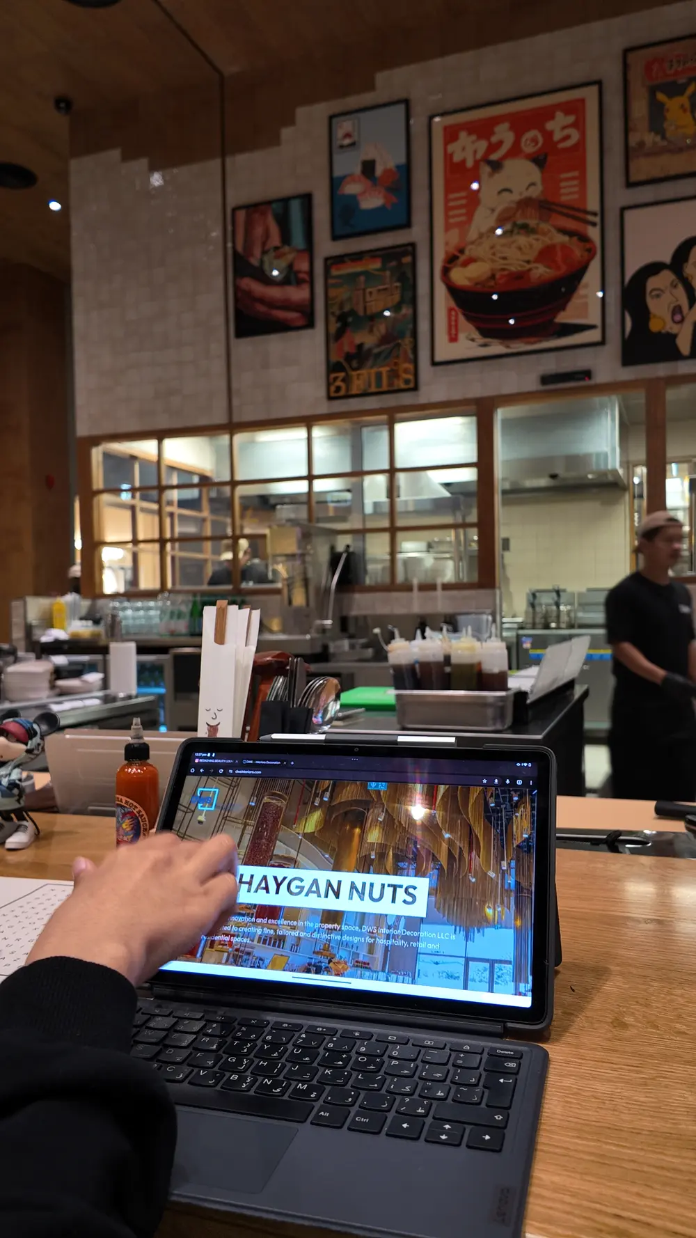 "Interior design concept: contemporary, open-plan office space with sleek, minimalist furniture in a Dubai commercial building"