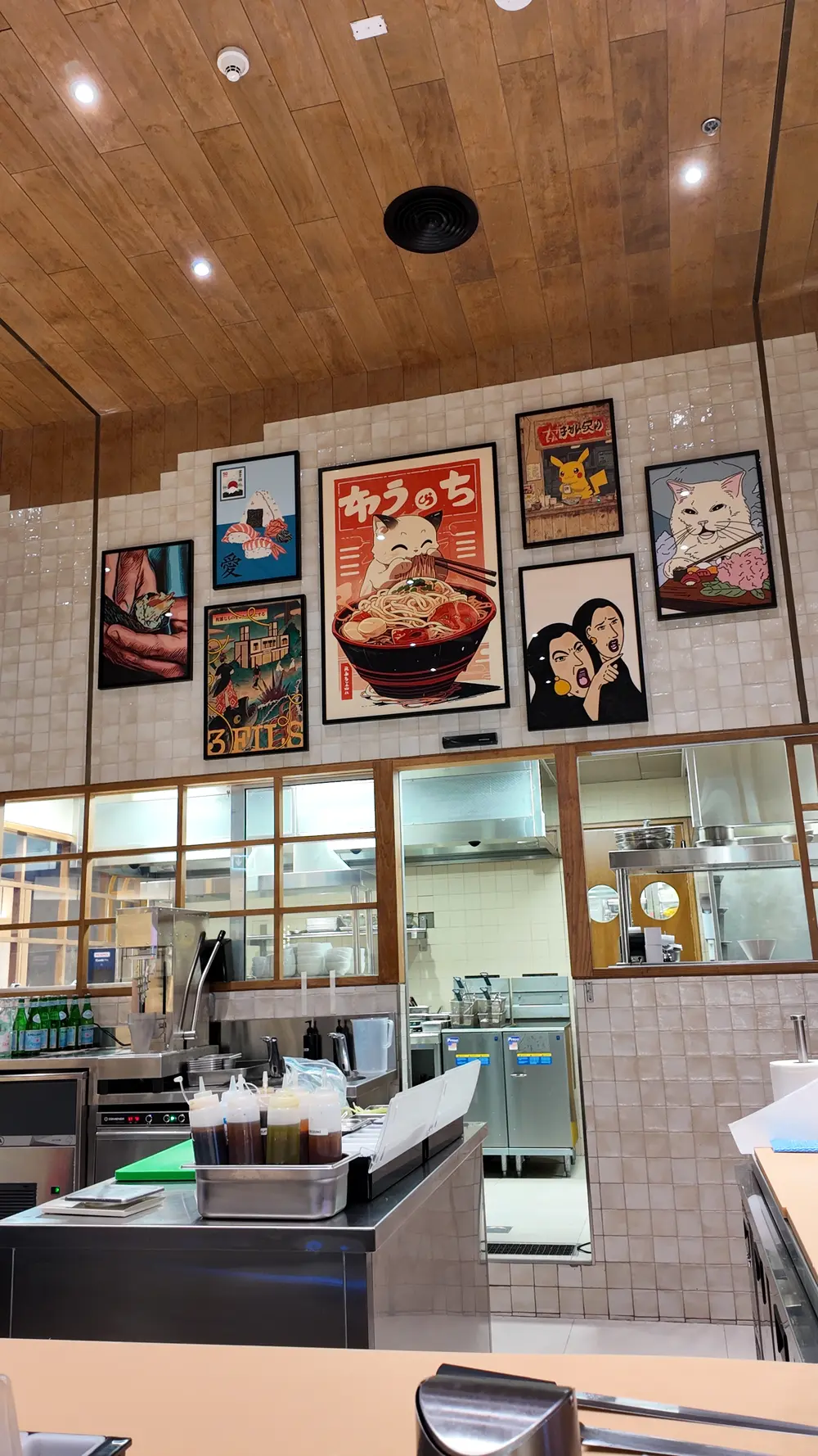"Indoor shot of a modern living room with a minimalist design, featuring a DJI drone hovering above a sleek coffee table"