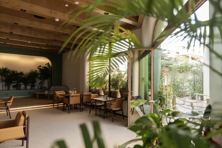 "Interior design project: modern furniture arrangement in a sleek office space in Dubai, UAE"