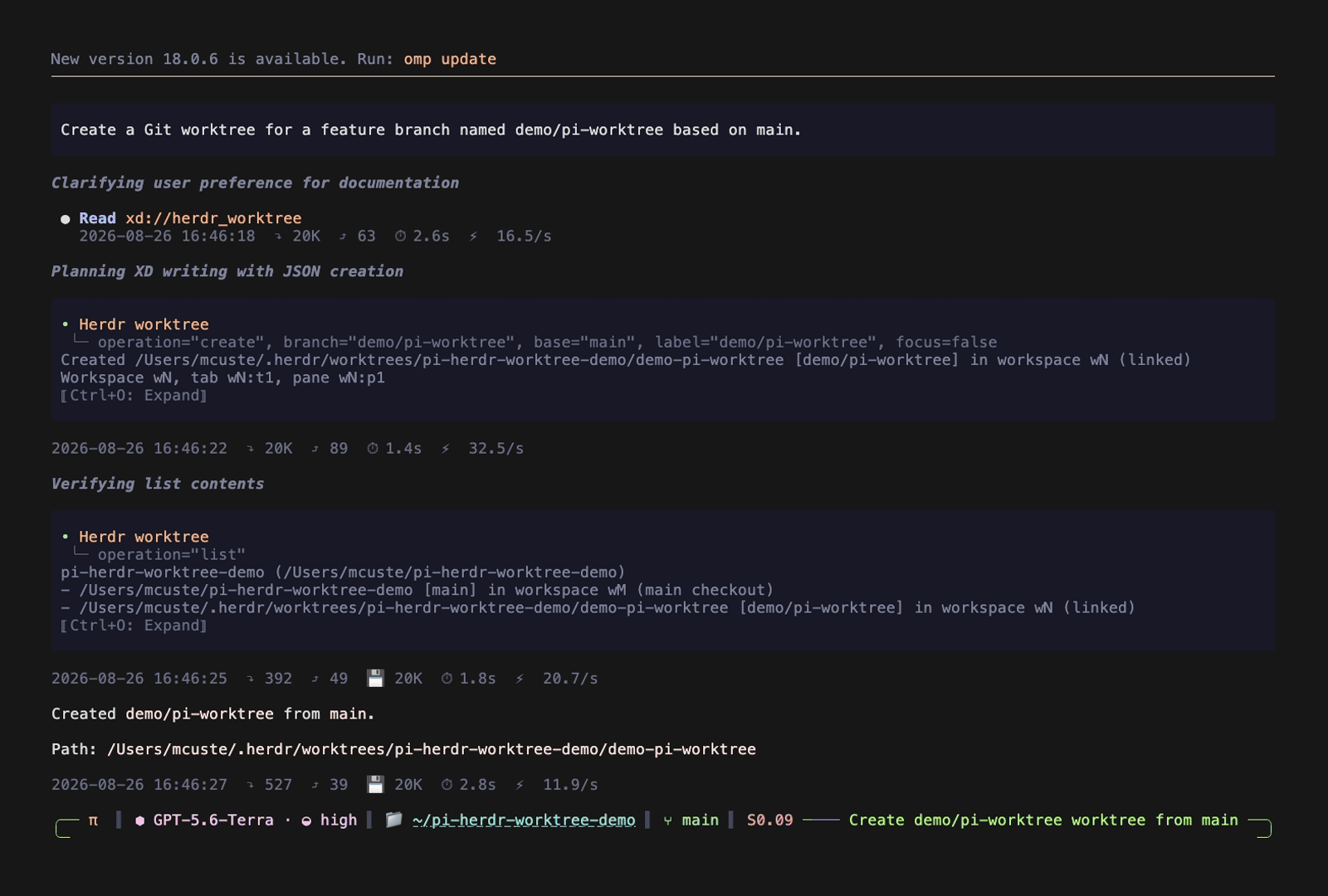 @mcuste/pi-herdr-worktree screenshot 2