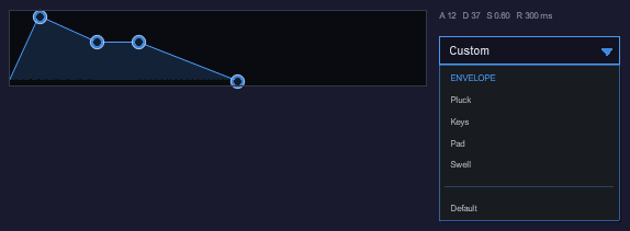 The dropdown open over the showcase, its list drawn in the plugin's own style