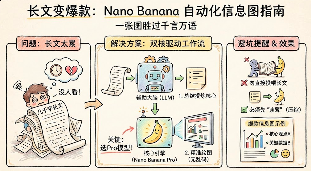 如何利用 AI 一键将干货文章转为爆款卡通信息图:Nano Banana + 精选提示词实战