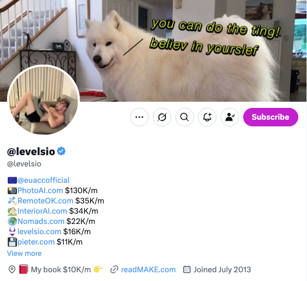 Pieter Levels:一人公司缔造者,年入百万美元的独立开发者