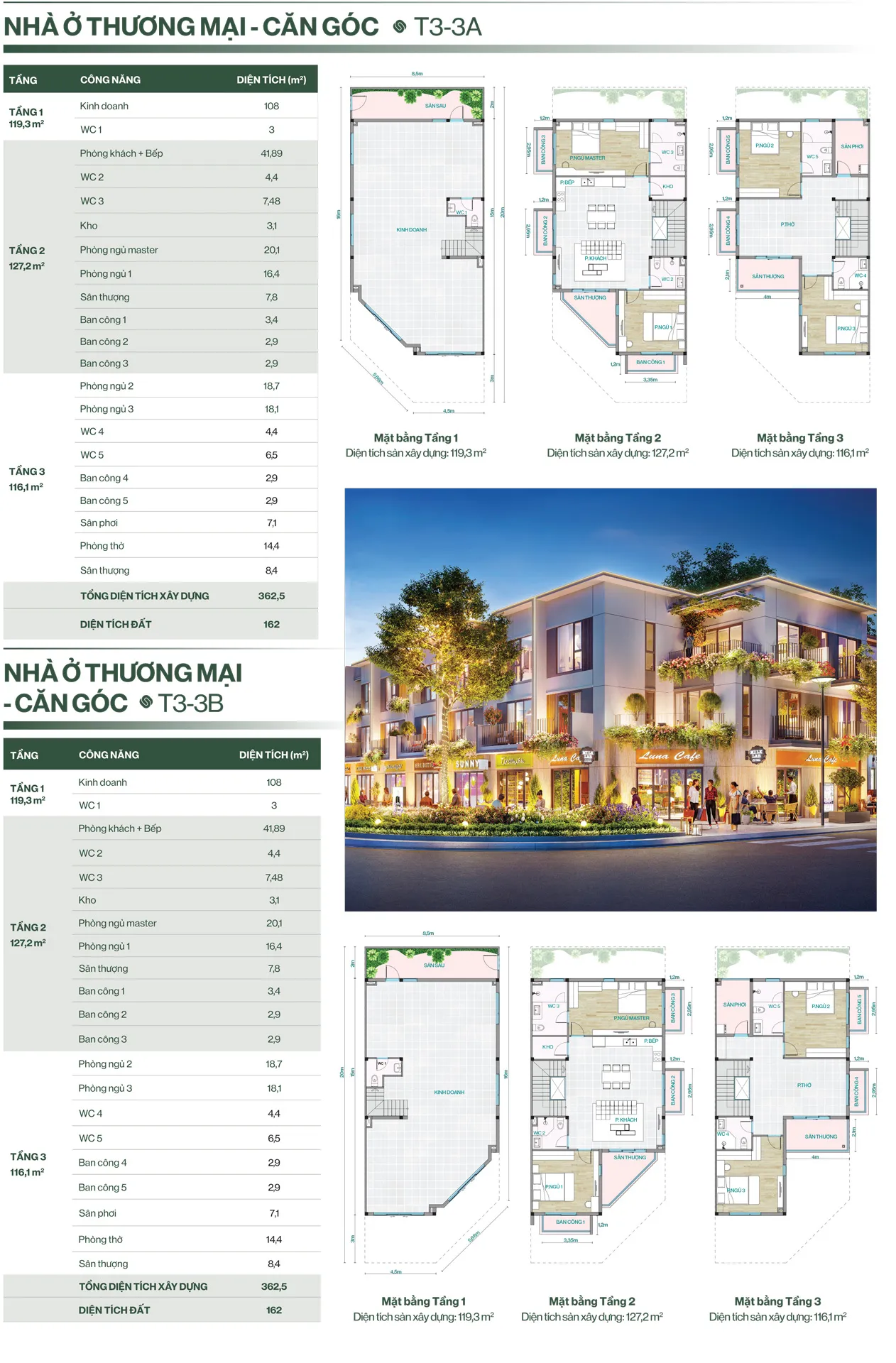 NHÀ PHỐ THƯƠNG MẠI - CĂN GÓC - T3-3A/3Bv