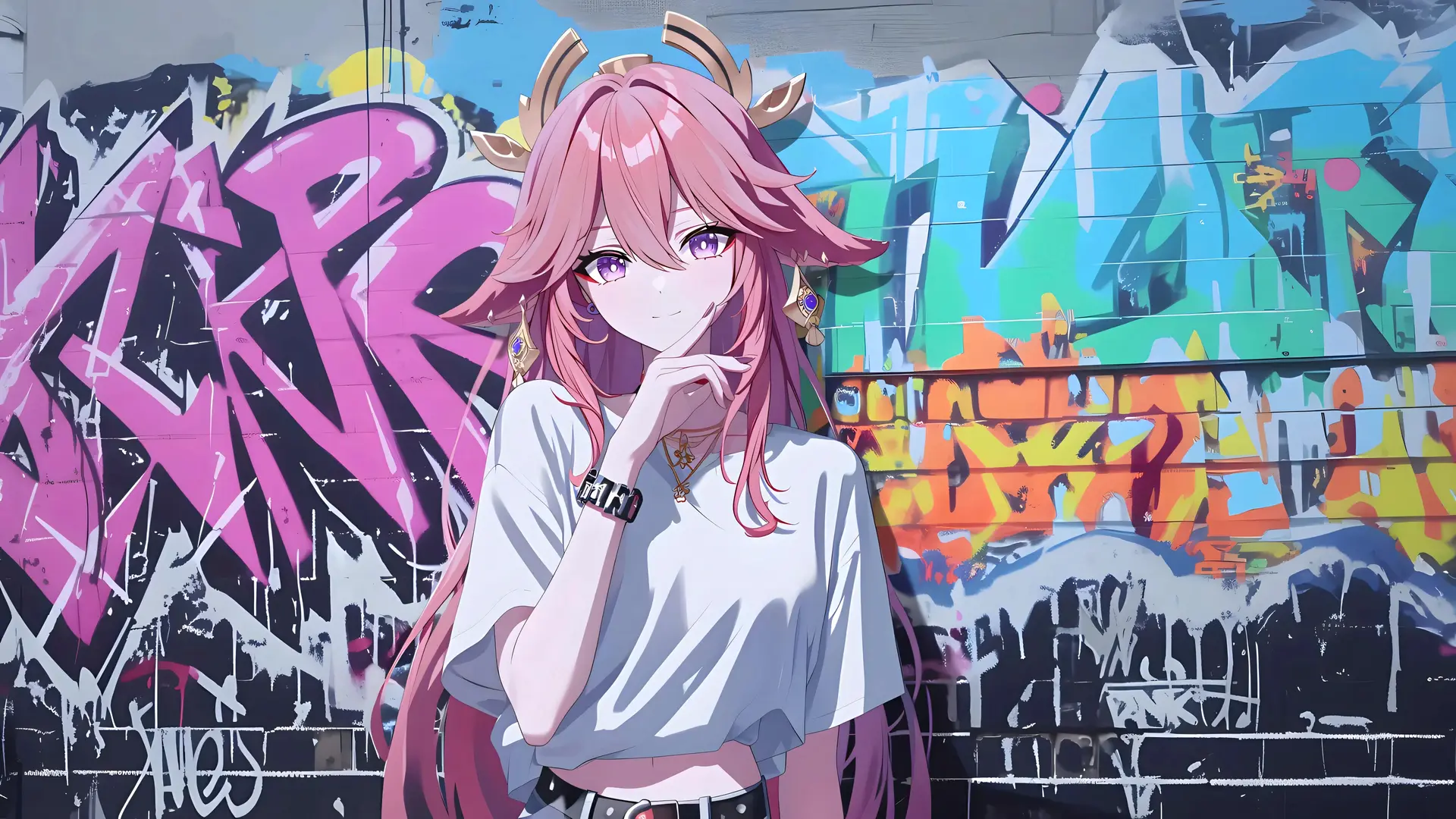 街头艺术中的二次元少女 - 动漫 / 二次元 - 二次元 动漫风格 街头艺术 高清壁纸
