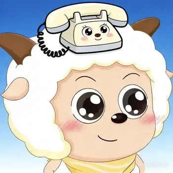 可爱羊仔与复古电话插画 - 动漫 / 喜羊羊与灰太狼 - 二次元 插画 可爱 高清壁纸