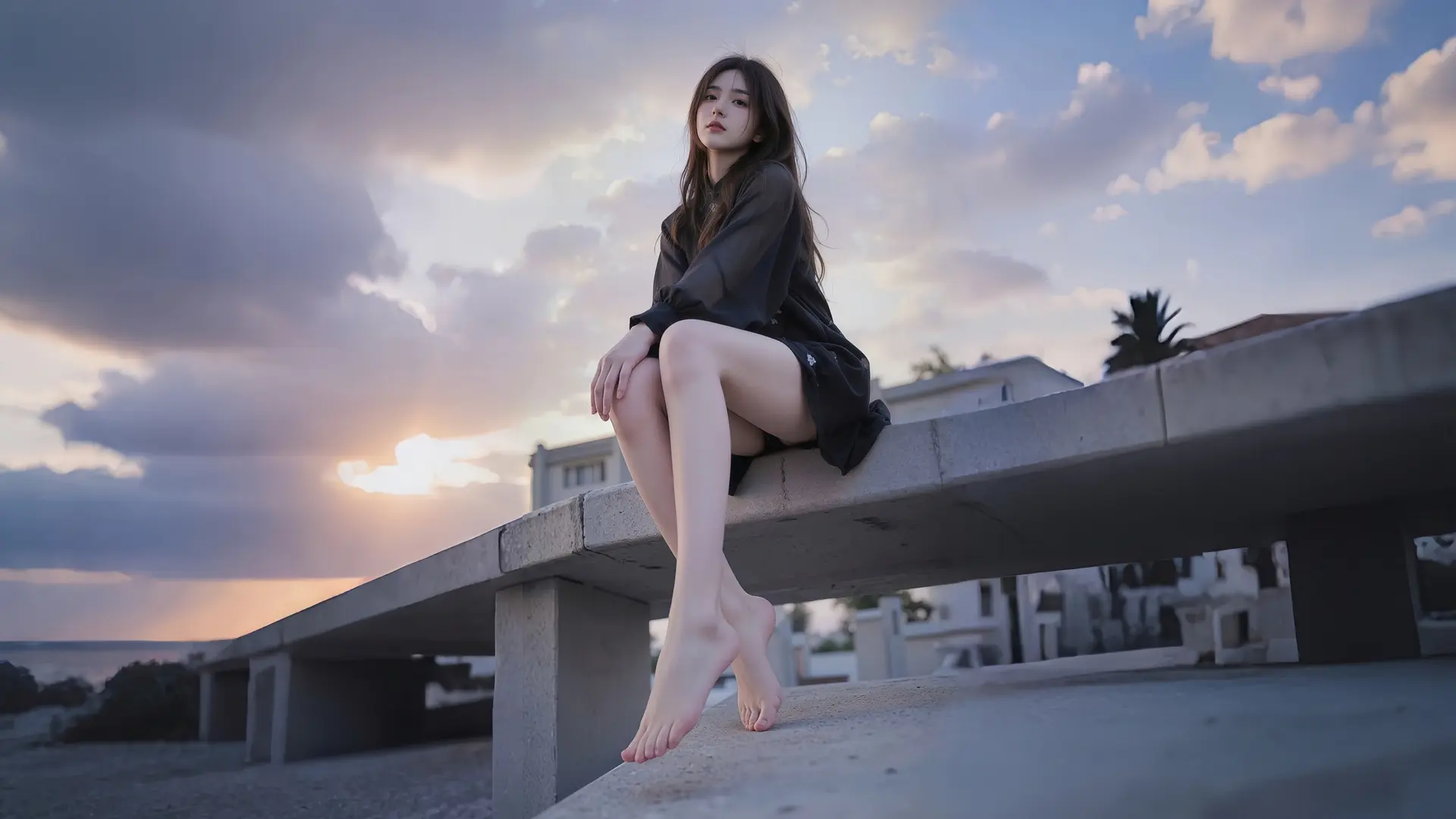 日落下的神秘少女 - 人像 / 魅力 - 美女 日落 魅力 高清壁纸