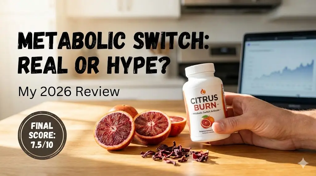 A macro shot of a sliced Moro blood orange next to a sleek supplement bottle, with digital metabolic data overlays.