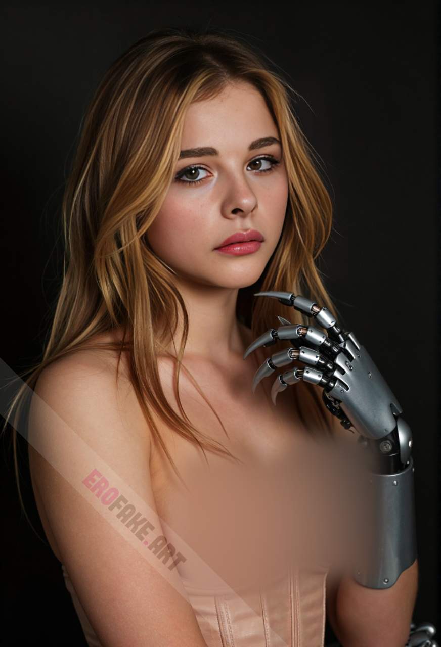 Photorealistic erotic images of Chloe Grace Moretz created by ai.