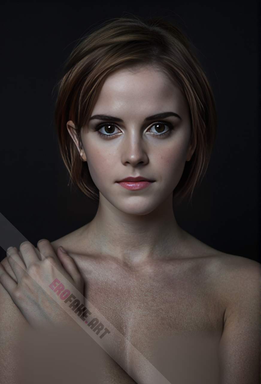 ai generated ero image with tags emma_charlotte_duerre_watson,solo,breasts,looking_at_viewer,short_hair,brown_hair,brown_eyes,medium_breasts,nipples,collarbone,upper_body,nude,lips,freckles,realistic,hand_on_own_shoulder