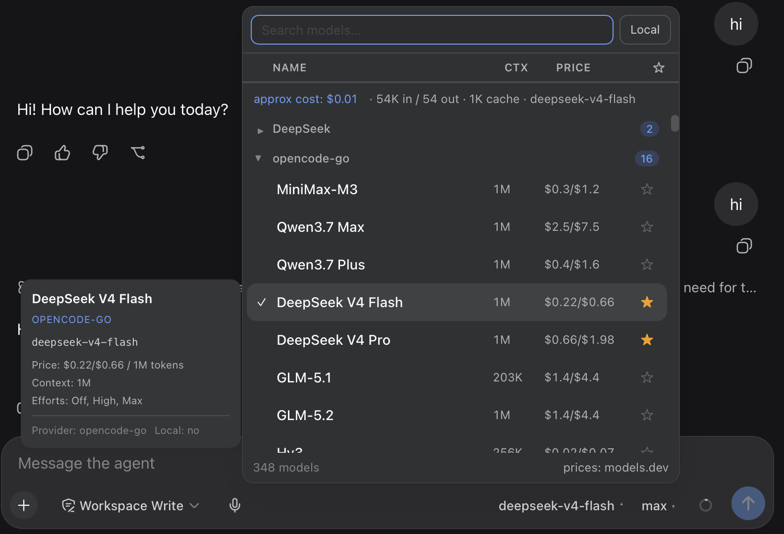 Model Garden picker with live cost