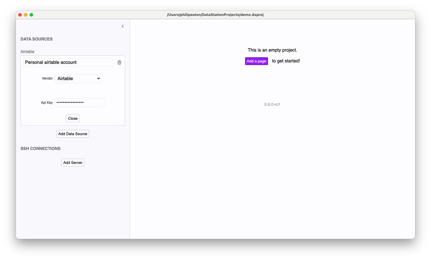 Filled out Airtable data source