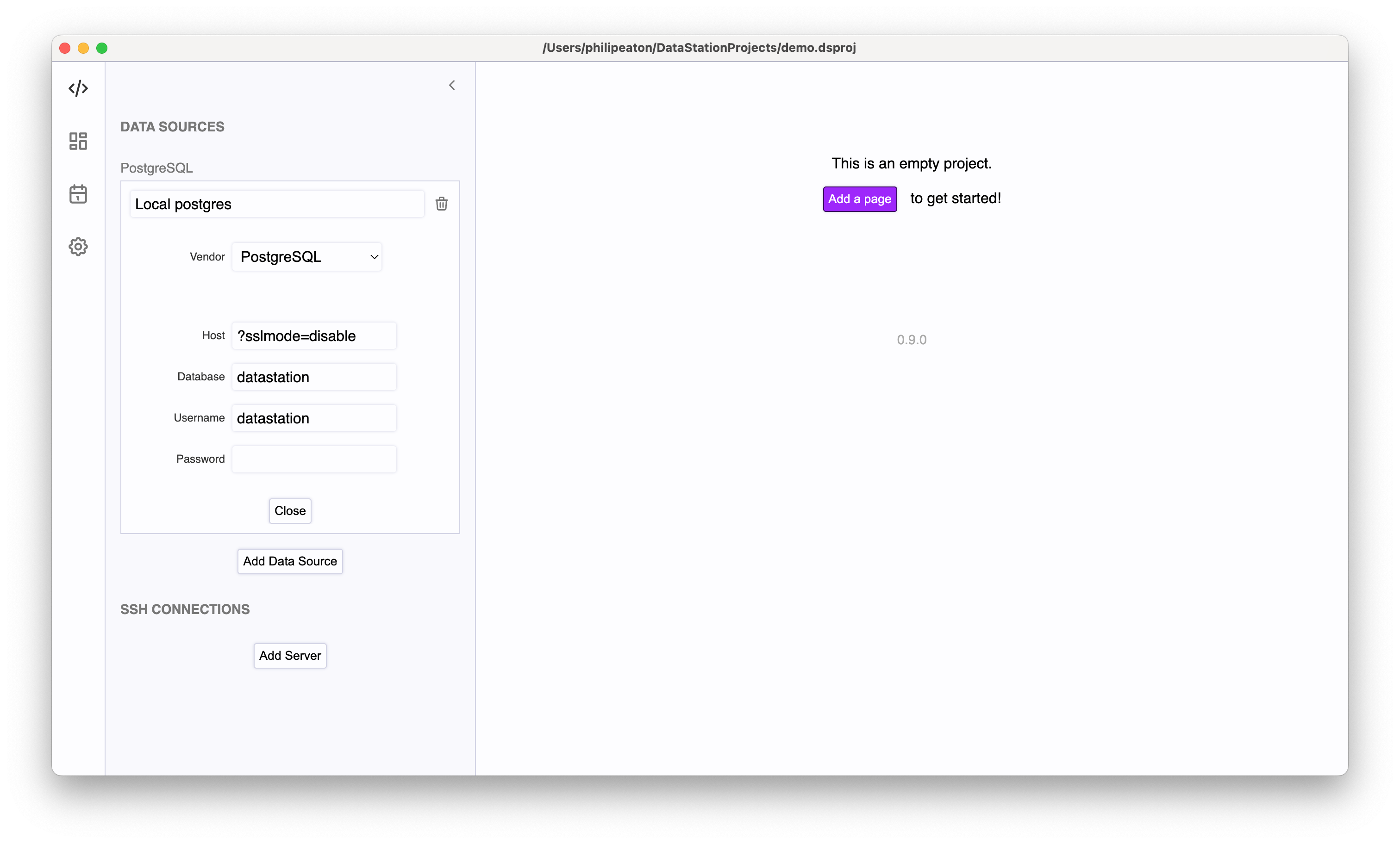 A PostgreSQL data source