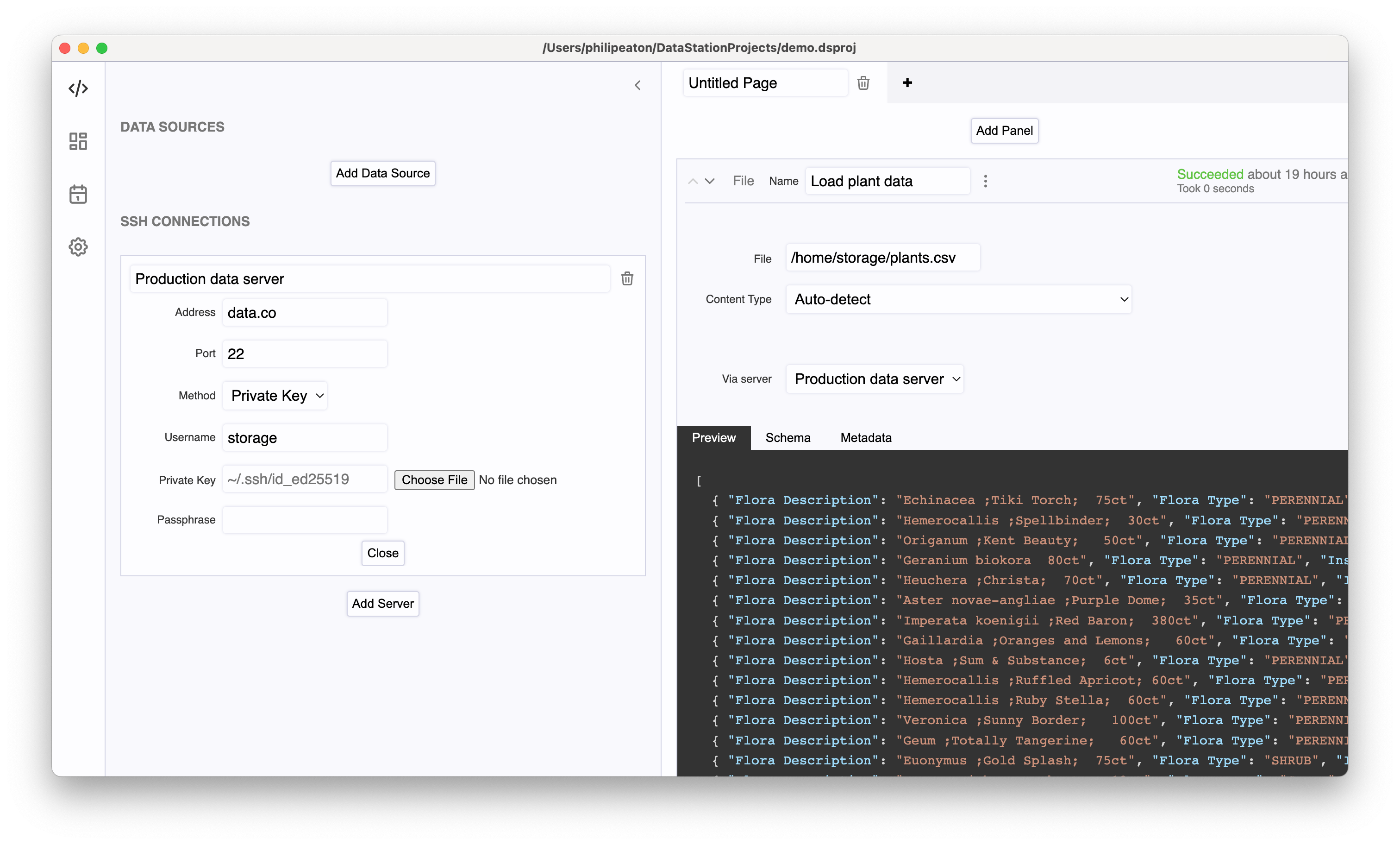 Load CSV data from server