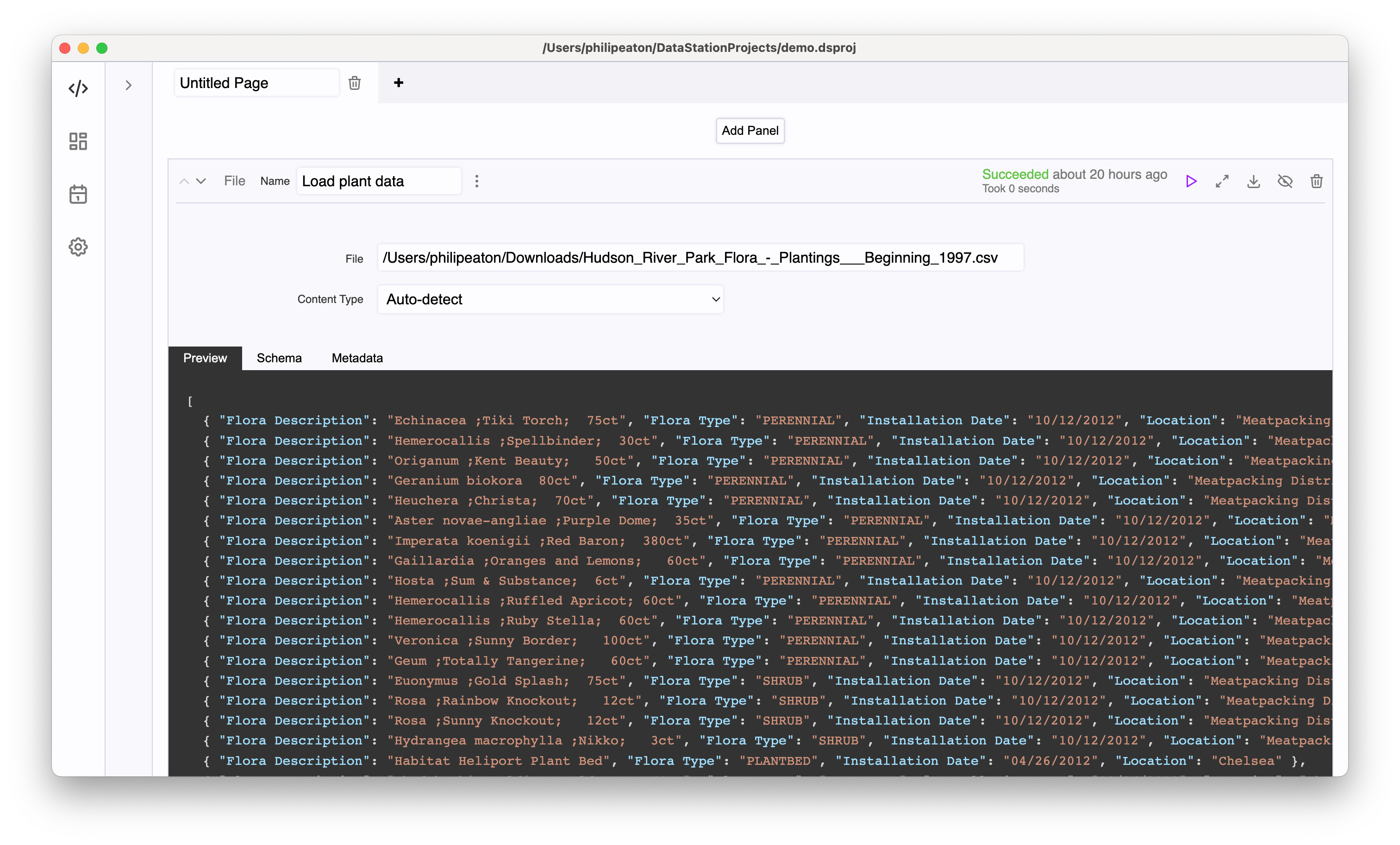 Load CSV data