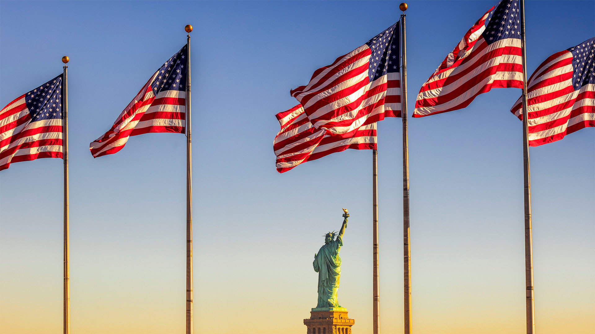 US Flag Plaza at Liberty State Park in Jersey City, New Jersey - Antonino Bartuccio/eStock Photo)