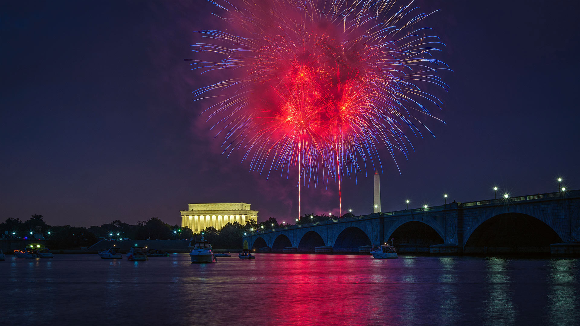 Independence Day fireworks over the National Mall, Washington, DC - Jon Bilous/Shutterstock)