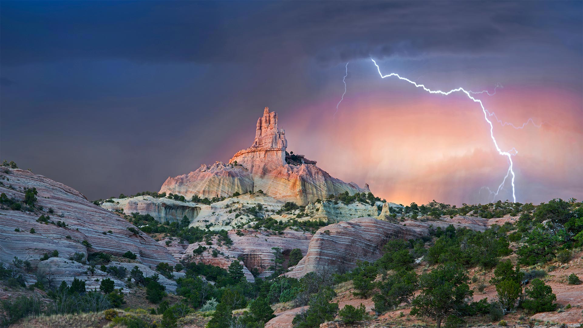 Lightning strikes near Church Rock, New Mexico - Tim Fitzharris