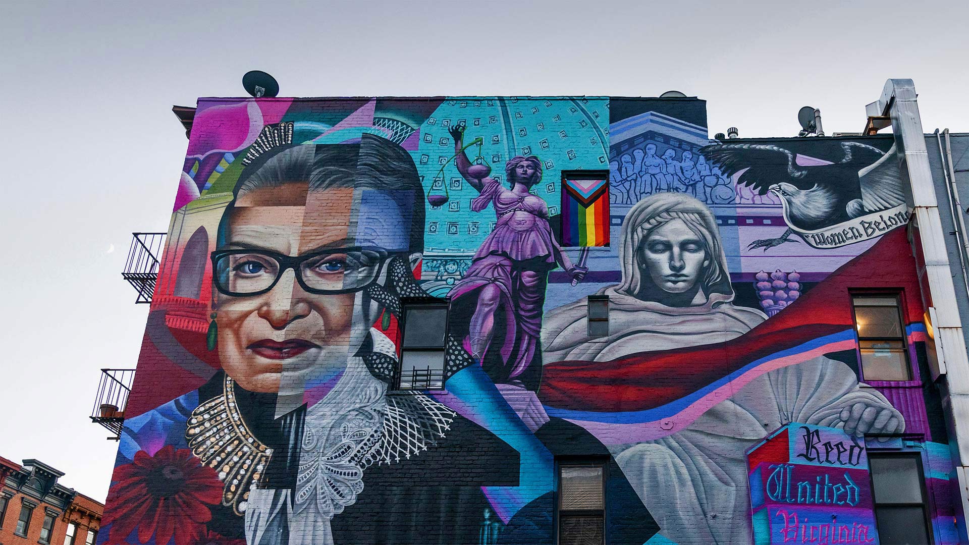 View of the Notorious RBG mural by the street artist Elle in New York City - lev radin/Alamy)