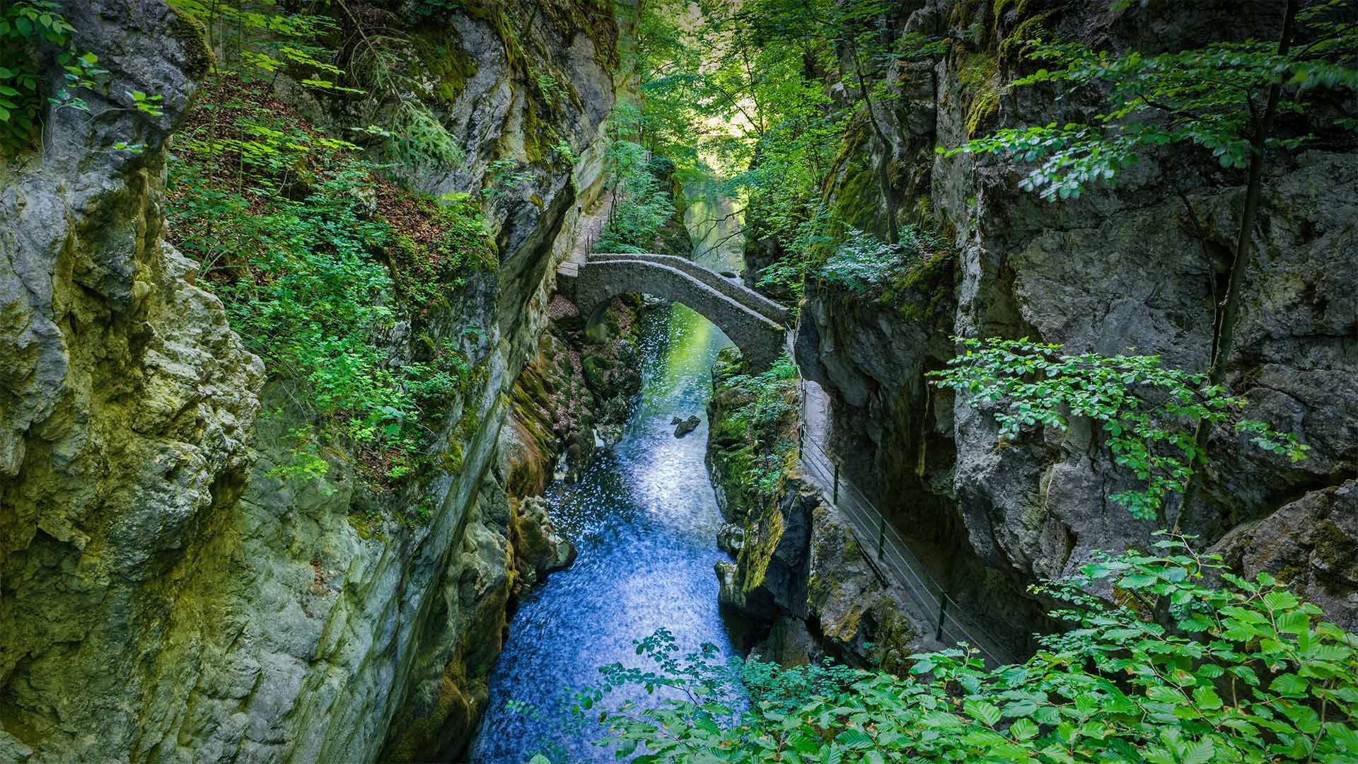 Saut du Brot stone bridge in the Areuse Gorge, Neuchâtel, Switzerland - Andreas Gerth/eStock Photo)