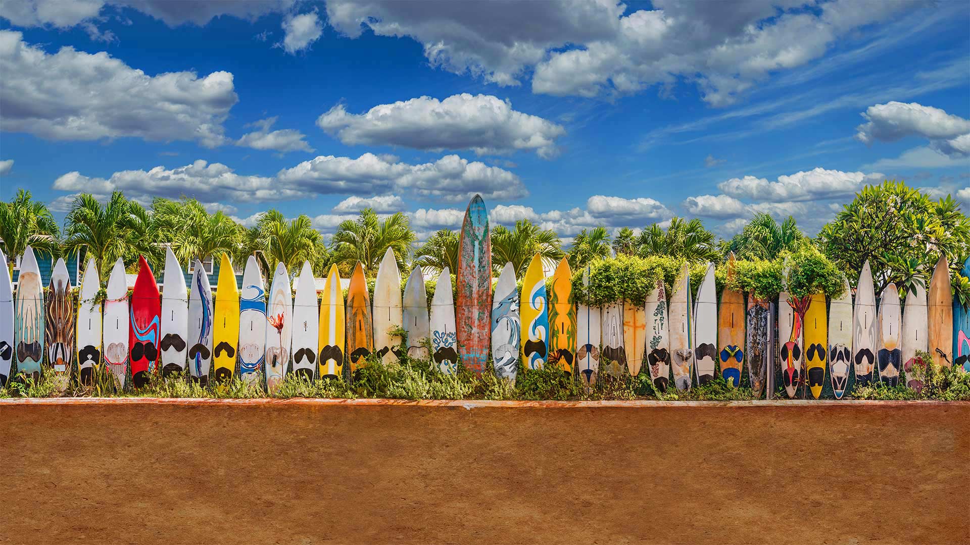 Old surfboards lined up as a fence near Paia, Maui, Hawaii - Matt Anderson Photography/Getty Images)