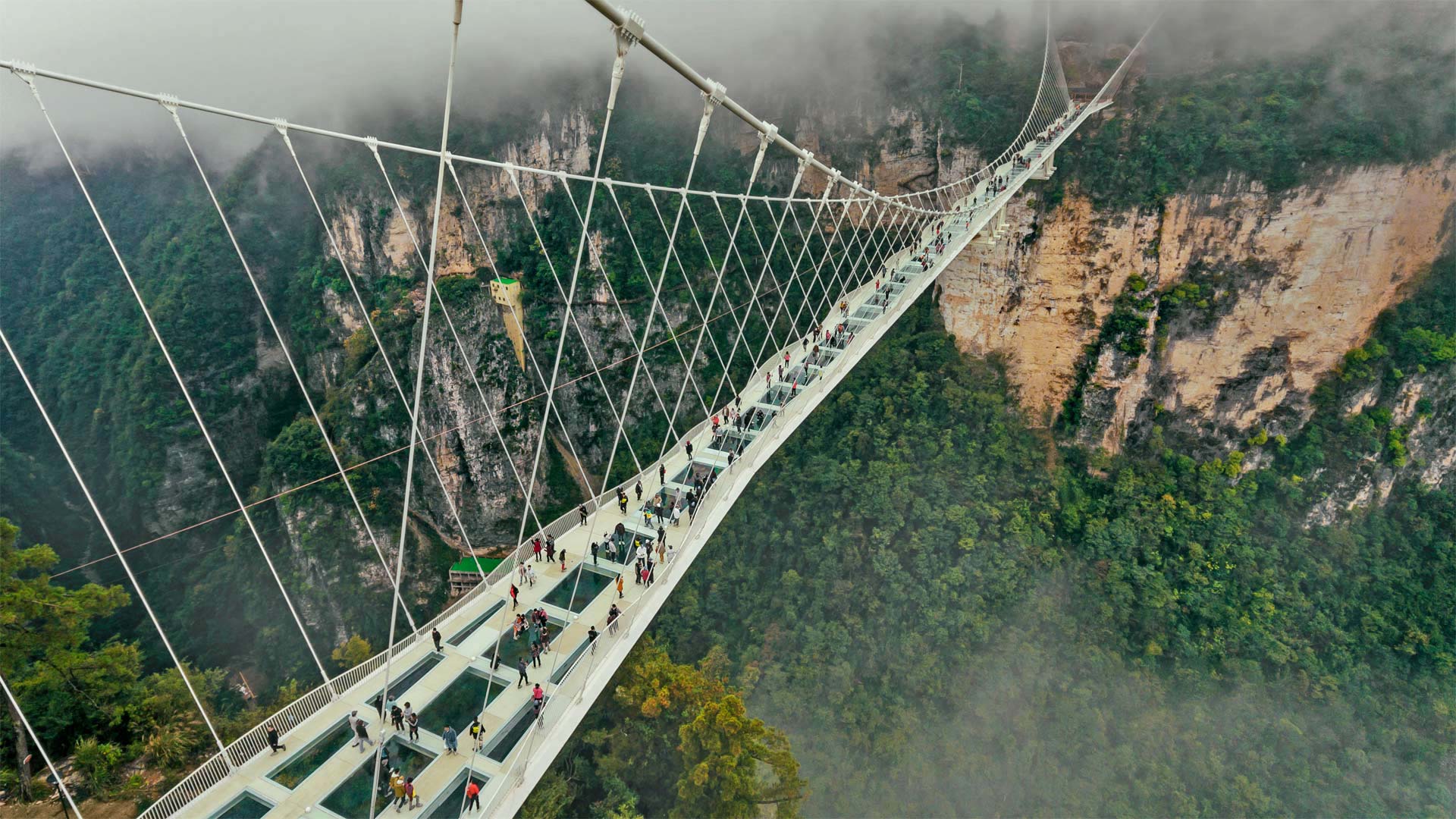 Glass bridge of Zhangjiajie, Hunan, China - MediaProduction/Getty Images)