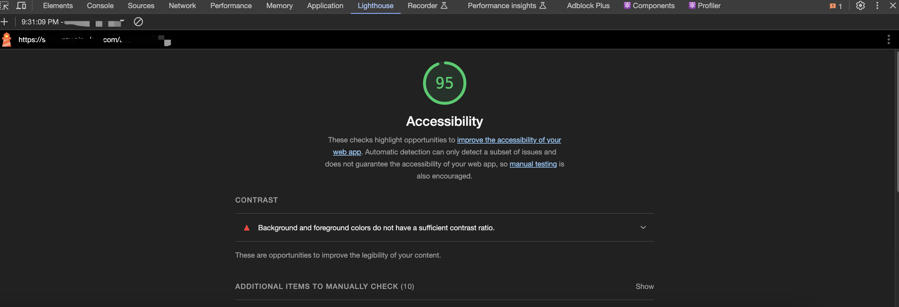 Accessibility Test Score