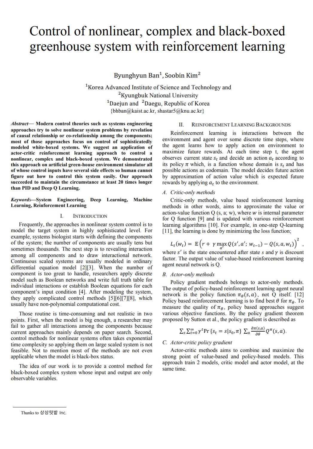 Control of nonlinear, complex and black-boxed greenhouse system
                                with reinforcement
                                learning