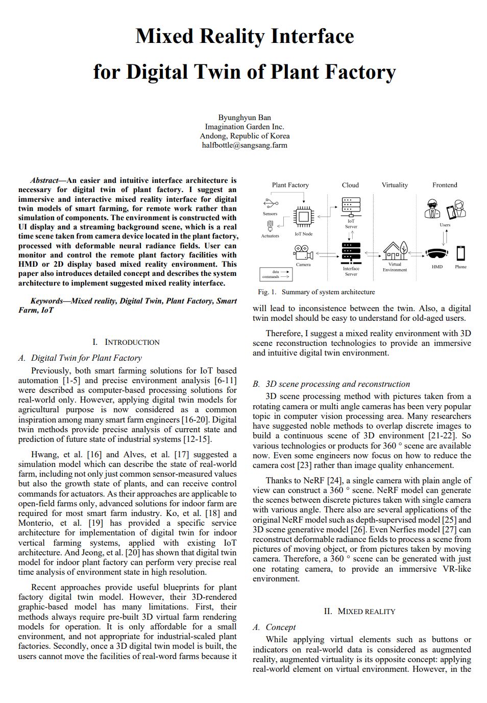 Mixed Reality Interface for Digital Twin of Plant Factory