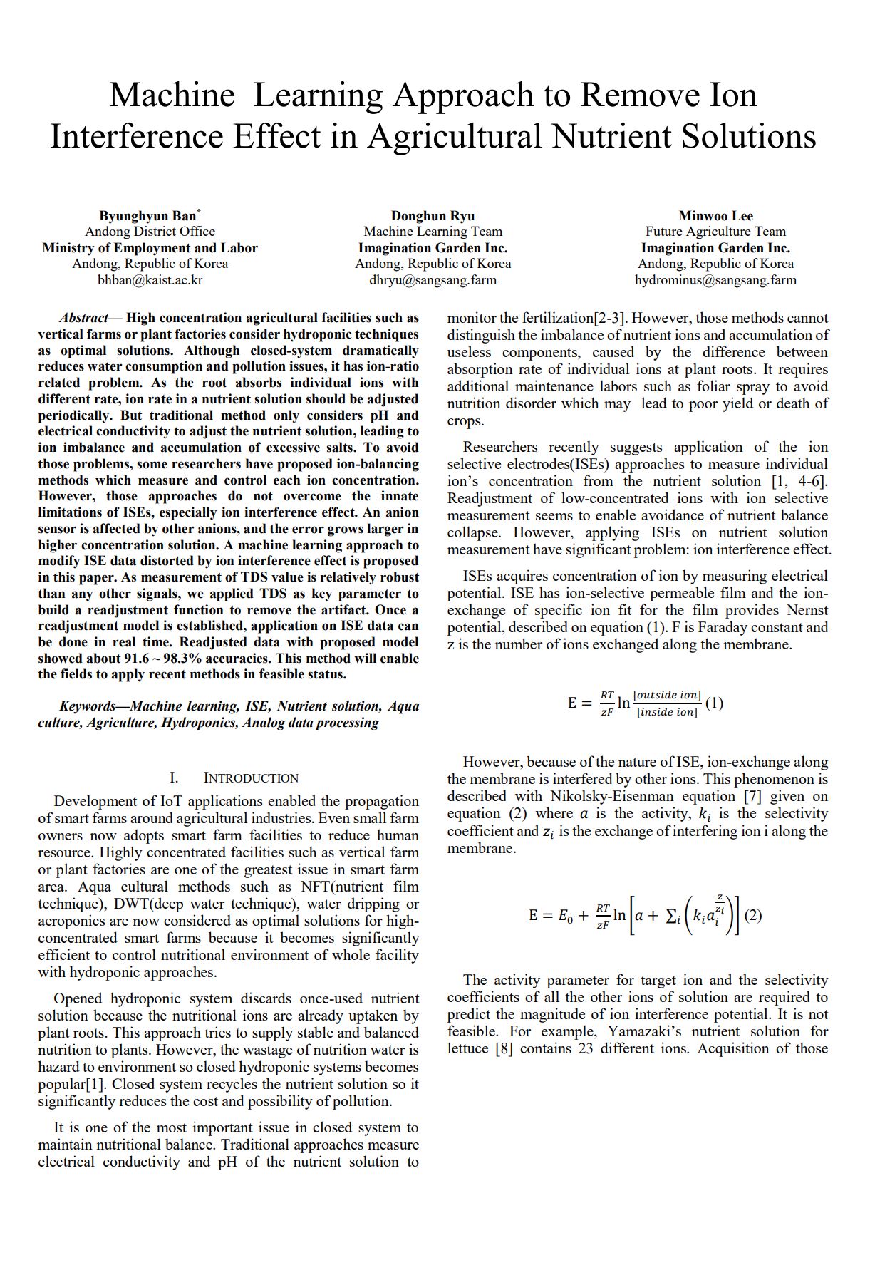 Machine Learning Approach to Remove Ion Interference Effect in
                                Agricultural Nutrient
                                Solutions