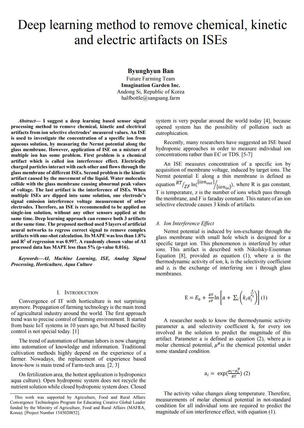 Deep learning method to remove chemical, kinetic and electric
                                artifacts on ISEs