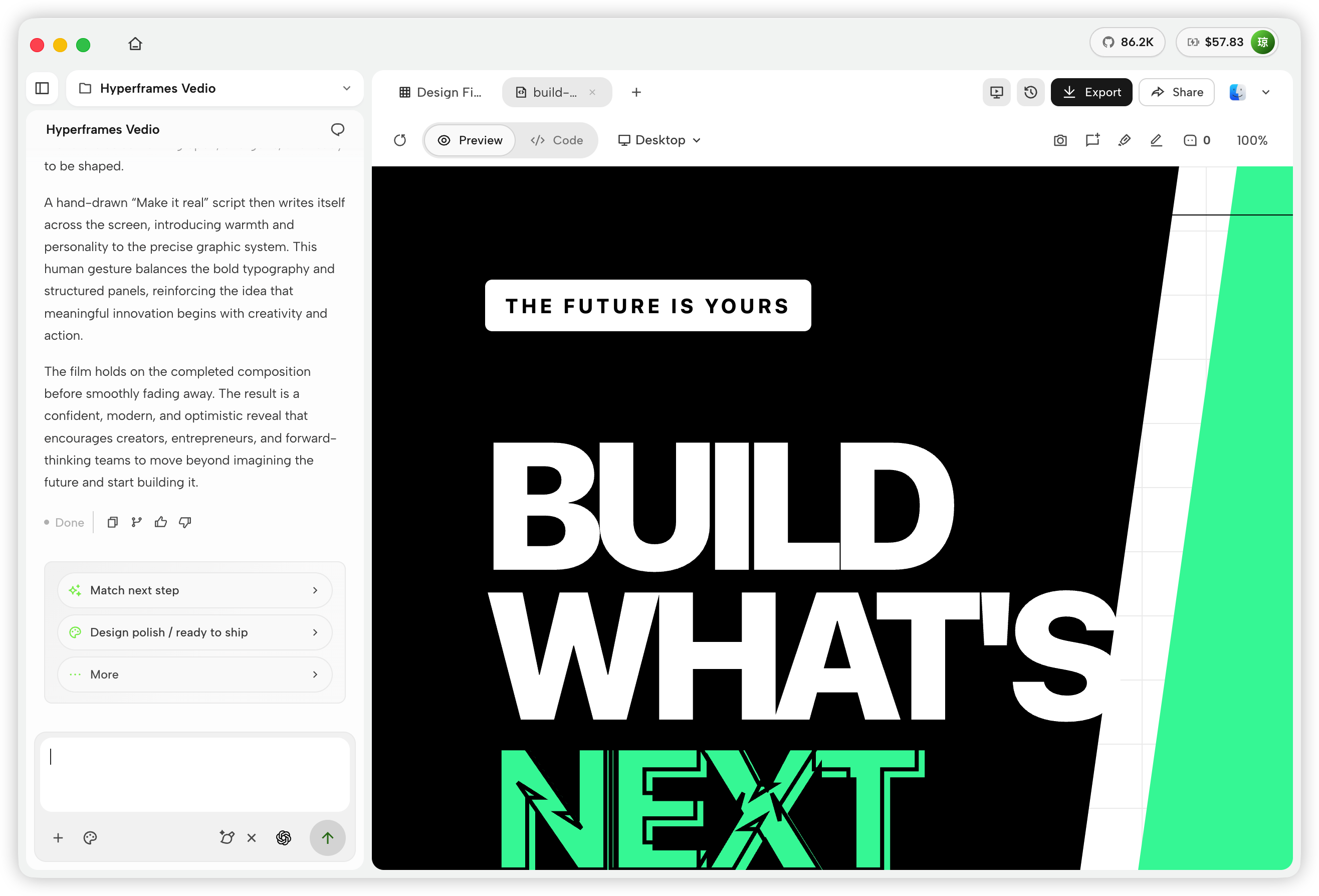 OpenDesign Studio 中的 HyperFrame 动态图形预览