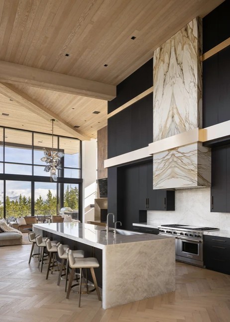 Interior detail, YC 724 mountain modern home, Big Sky MT